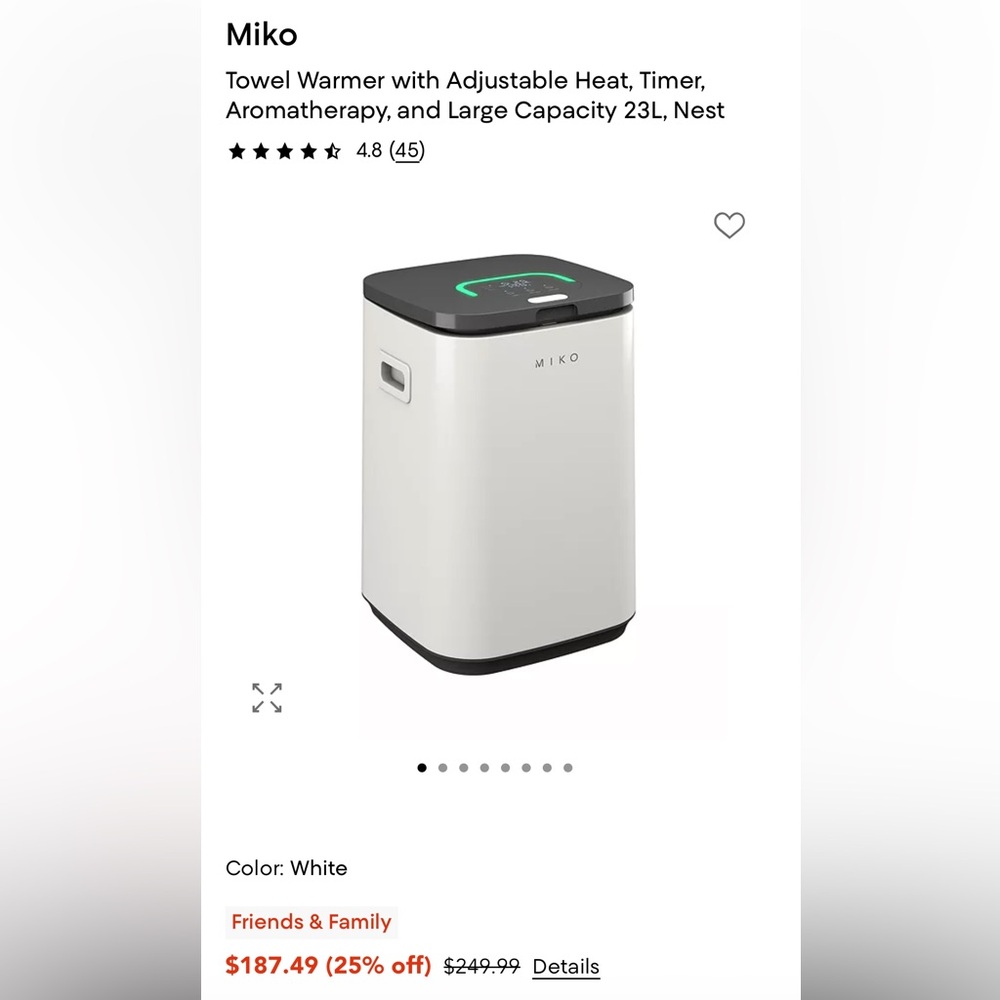 New in box! MIKO towel warmer